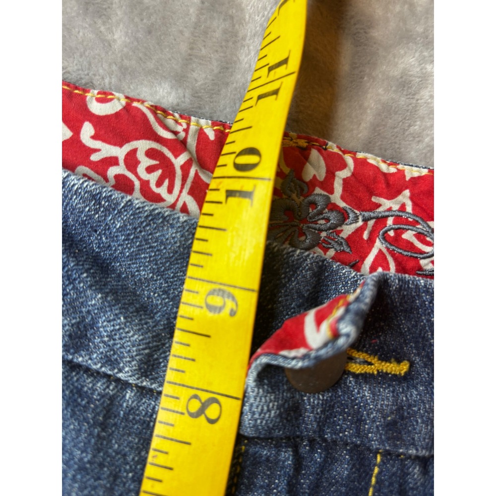 Honolua Wahine Dark Wash Denim Shorts Low Rise Red Floral Lining Size 13 - Picture 8 of 10